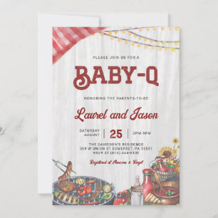 Invitation BabyQ BBQ Baby Shower Rustique pour couples mixtes