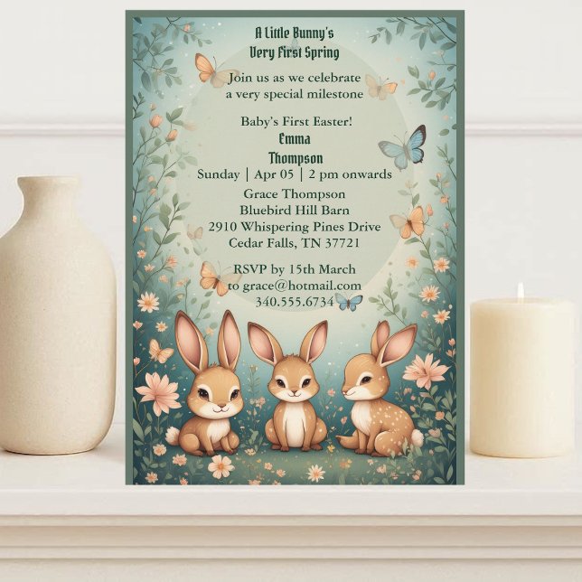 Invitation Babys First Easter Pastel Green Spring Bunny Party (Babys First Easter Pastel Green Spring Bunny Party Invitation)