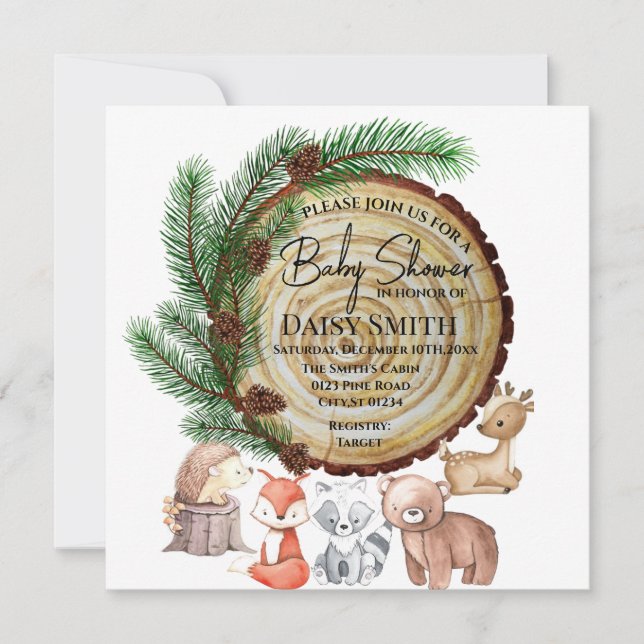 invitation babyshower de bois (Devant)