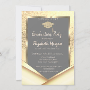 Invitation Bac de graduation de la Parties scintillant d'or é