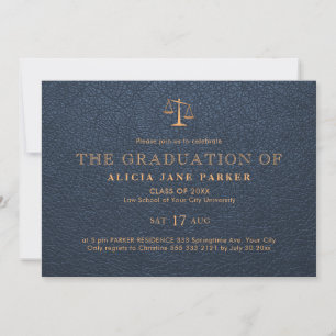 Invitation Baccalauréat de droit élégant marine or photo