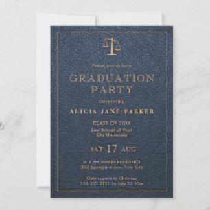 Invitation Baccalauréat en droit Marine or photo formelle