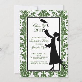 Invitation Baccalauréat en écologie et en damas blanc