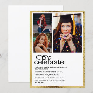 Invitation Baccalauréat en or photo