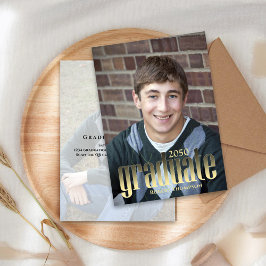 Invitation Baccalauréat simple photo Typographie noir et or