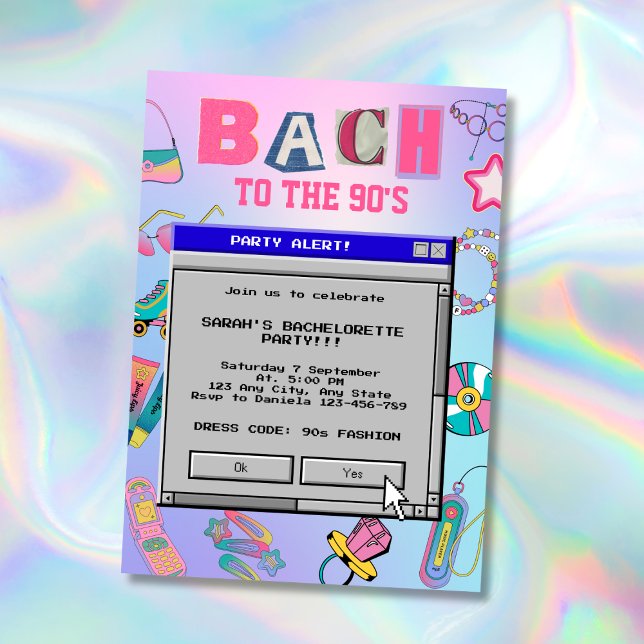 Invitation Bach Au Retro Bachelorette Party des années 90 (Bach To The 90's Retro Bachelorette Party Invitation)