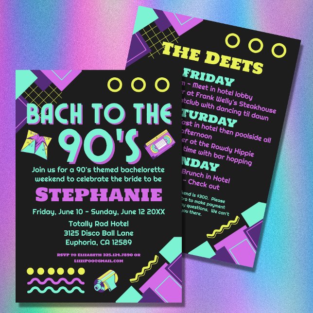 Invitation Bach to the 90s Bachelorette Weekend (A fun 90s theme for your bachelorette party!)