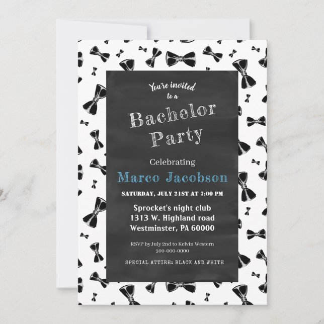 Invitation Bachelor noir (Devant)