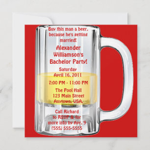 Invitation Bachelor Party Beer Mug