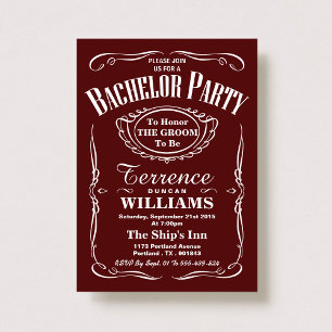 Invitation Bachelor Party de typographie rouge branchée