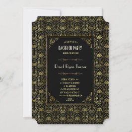 Invitation Bachelor Party | Gold Black 1920 Art Déco