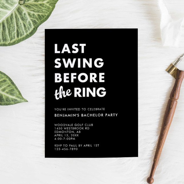 Invitation Bachelor Party Last Swing Before the Ring Minimal (Créateur téléchargé)