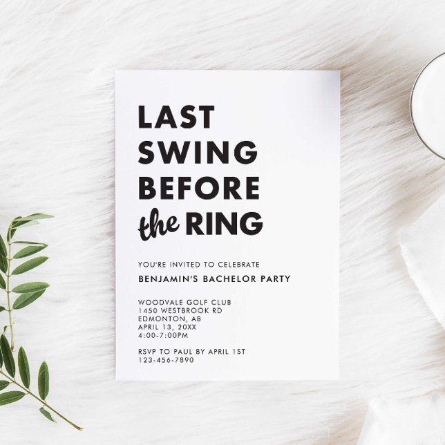 Invitation Bachelor Party Last Swing Before the Ring Minimal (Créateur téléchargé)