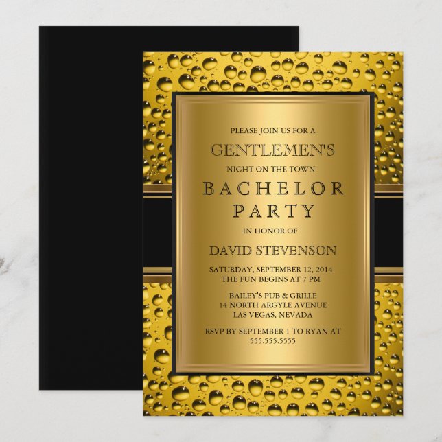 Invitation Bachelor Party pour hommes de bière (Devant / Derrière)