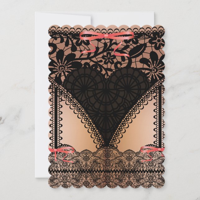 Invitation Bachelorée de dentelle noire Damask (Devant)