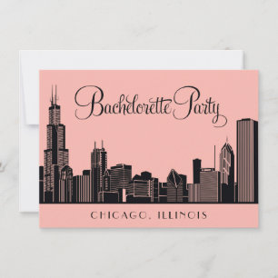 Invitation Bachelorée du Mariage de Chicago Skyline