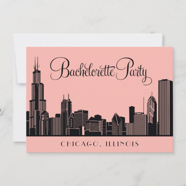 Invitation Bachelorée du Mariage de Chicago Skyline (Devant)