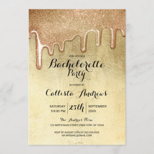 Invitation Bachelorette à Parties scintillant épaisse or glam