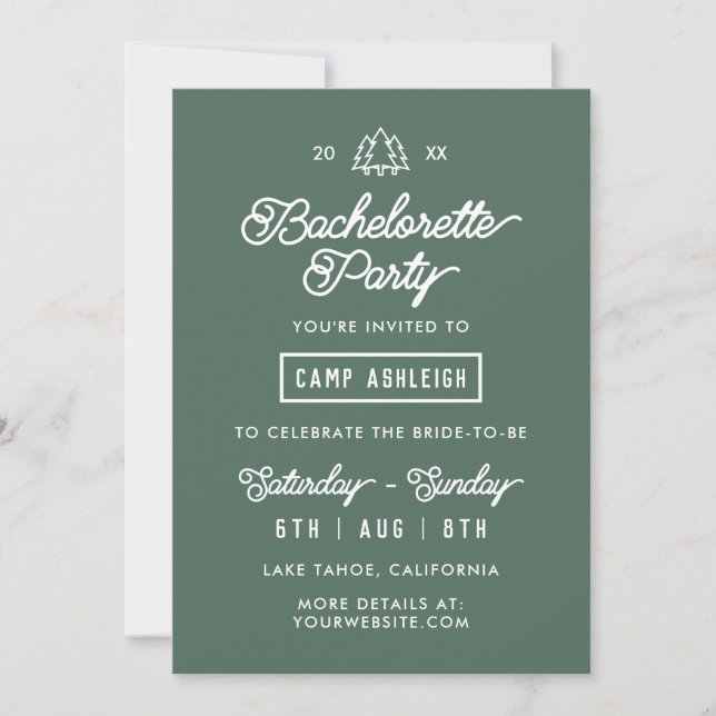Invitation Bachelorette à thème de camping Aventure rustique (Devant)