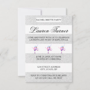 Invitation Bachelorette Argent et Blanc-3x5