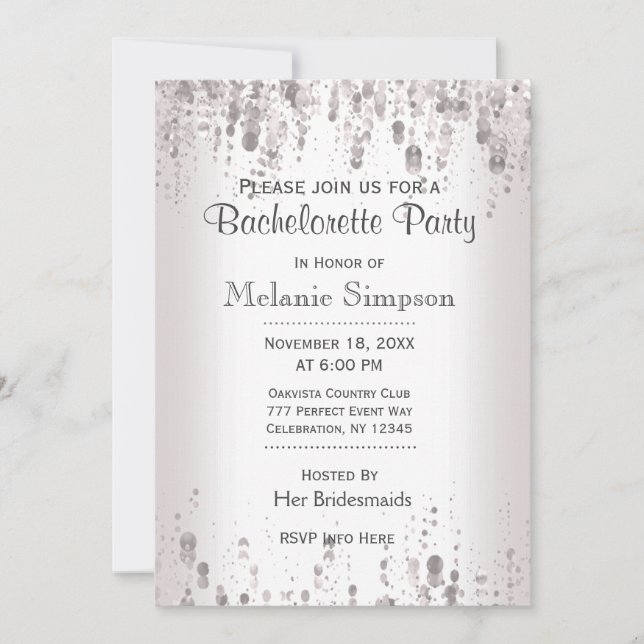 Invitation Bachelorette | Argent subtil (Devant)