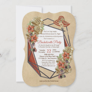 Invitation Bachelorette Art Cuir Géométrique