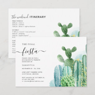 Invitation Bachelorette avec Itinéraire Cactus Succulents