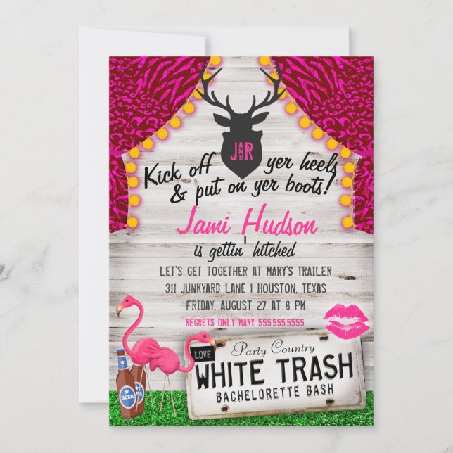 Invitation Bachelorette Bachelorette blanche (Devant)