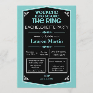 Invitation Bachelorette Bachelorette Bleue