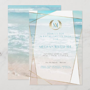Invitation Bachelorette Bash Mariage moderne de Monogram Be