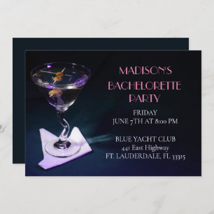Invitation Bachelorette Bleue Martini