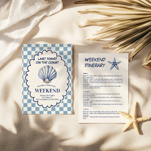 Invitation Bachelorette Blue À damiers Seashell Week-end
