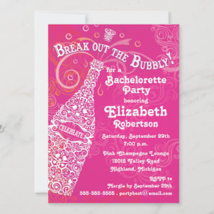 Invitation Bachelorette Champagne Rose