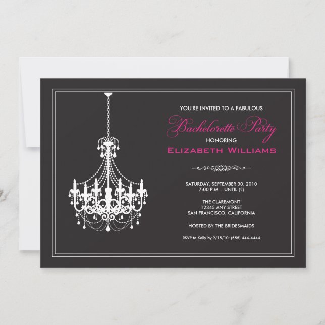 Invitation Bachelorette Chandelier classique (blan (Devant)