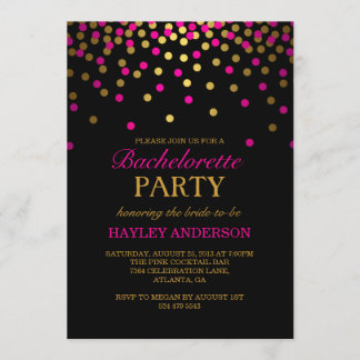 Invitation Bachelorette Confetti Rose & Or