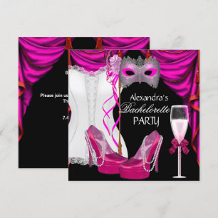 Invitation Bachelorette Corset Rose Masquerade Champagne