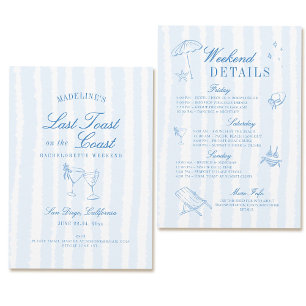 Invitation Bachelorette côtière Dernière main trônée rayures