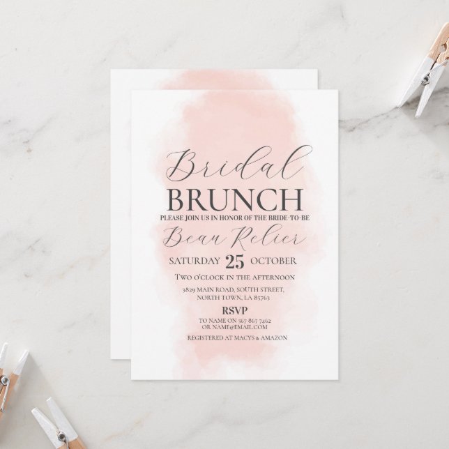 Invitation Bachelorette d'aquarelle de la nuptiale Brunch (Devant/Arrière en situation)