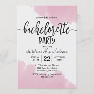 Invitation Bachelorette de Bachelorette de peinture rose pâle