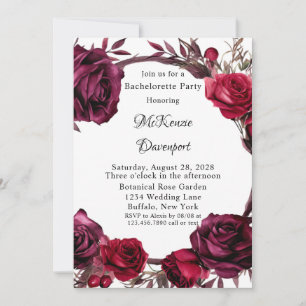 Invitation Bachelorette de couronnes de Bourgogne et de Rose 