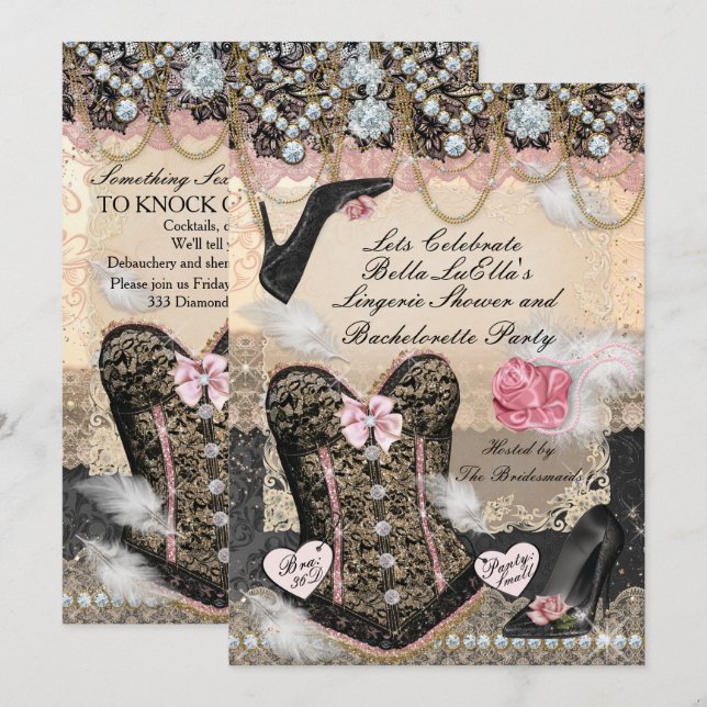 Invitation Bachelorette de lingerie classique et élégante (Devant / Derrière)