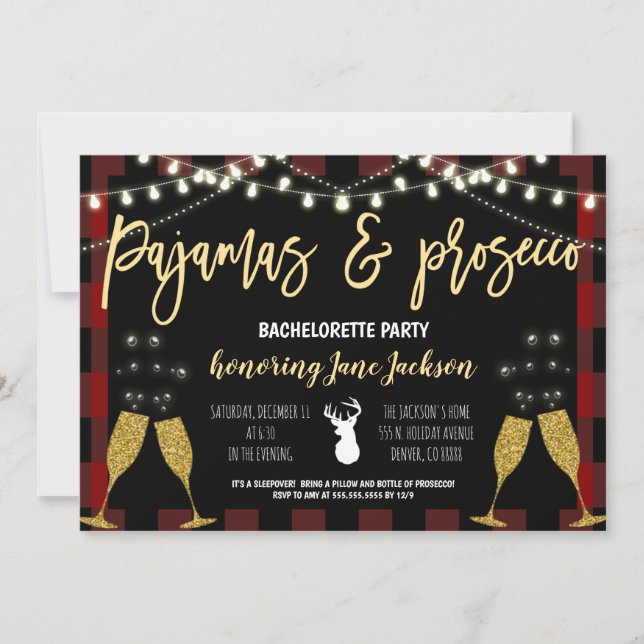 Invitation Bachelorette de Noël des pyjamas et des procureurs (Devant)