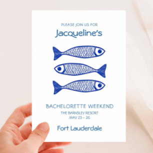 Invitation Bachelorette de poisson bleu côtier