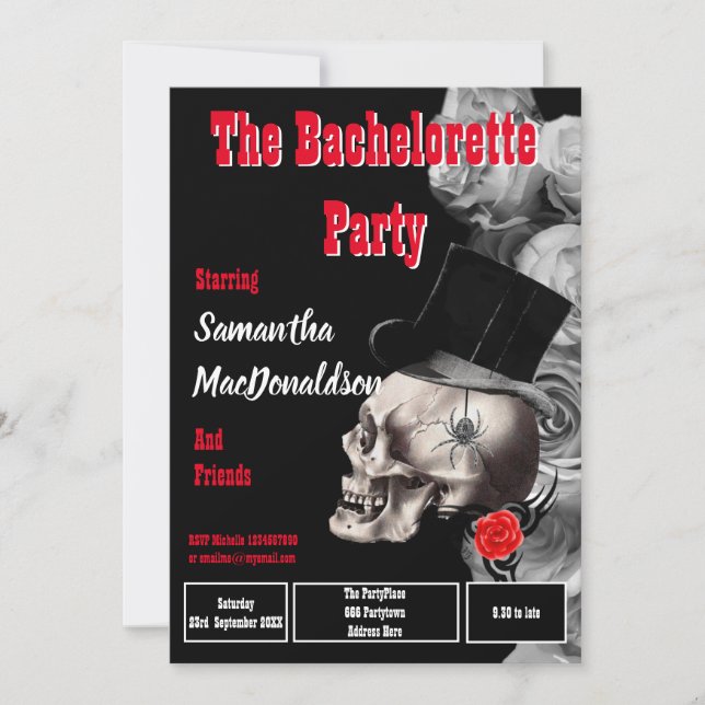Invitation Bachelorette de style gothique (Devant)