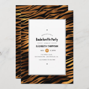 Invitation Bachelorette de Tigre Noir et Or
