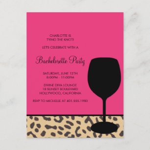 Invitation bachelorette de vin d'empreinte de léopard