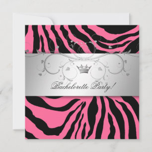 Invitation Bachelorette de zèbre rose d'argent 311