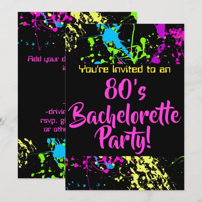 Invitation Bachelorette des années 80 (Devant / Derrière)