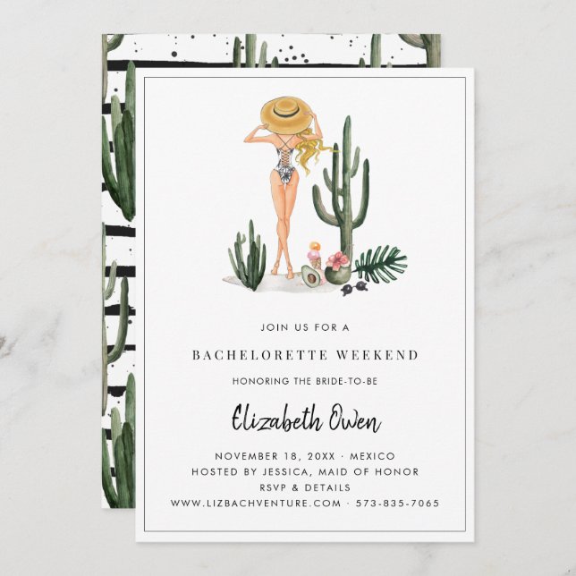 Invitation Bachelorette Destination Bikini Bridal Bash (Devant / Derrière)