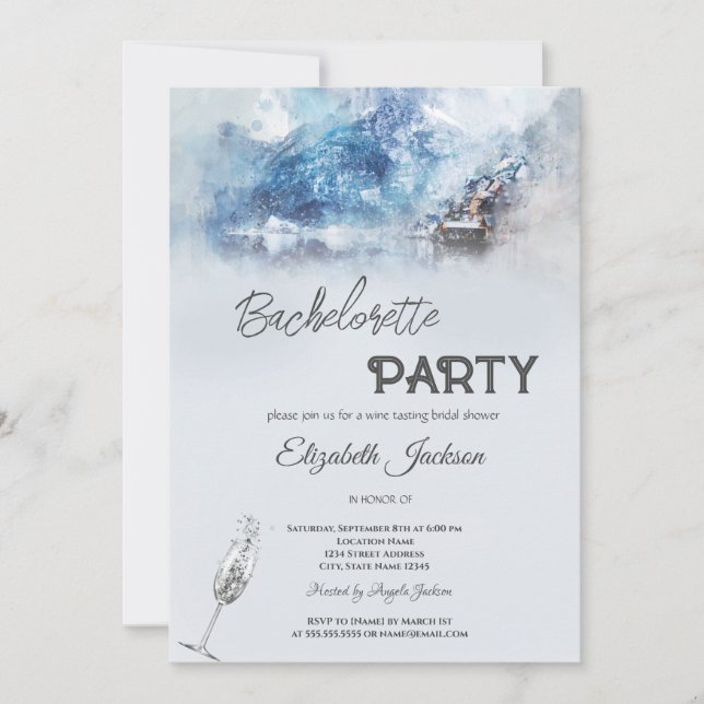 Invitation Bachelorette du lac Winter Mountain (Devant)